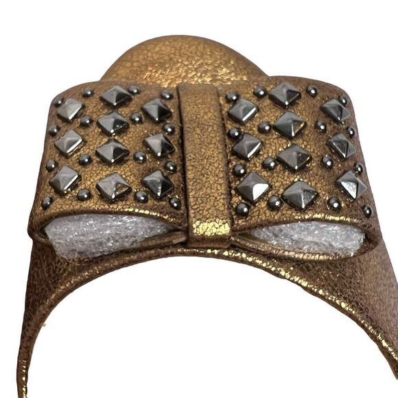 Nurture metallic bronze/ copper peep toe studded bow heels size 8 - Picture 13 of 16